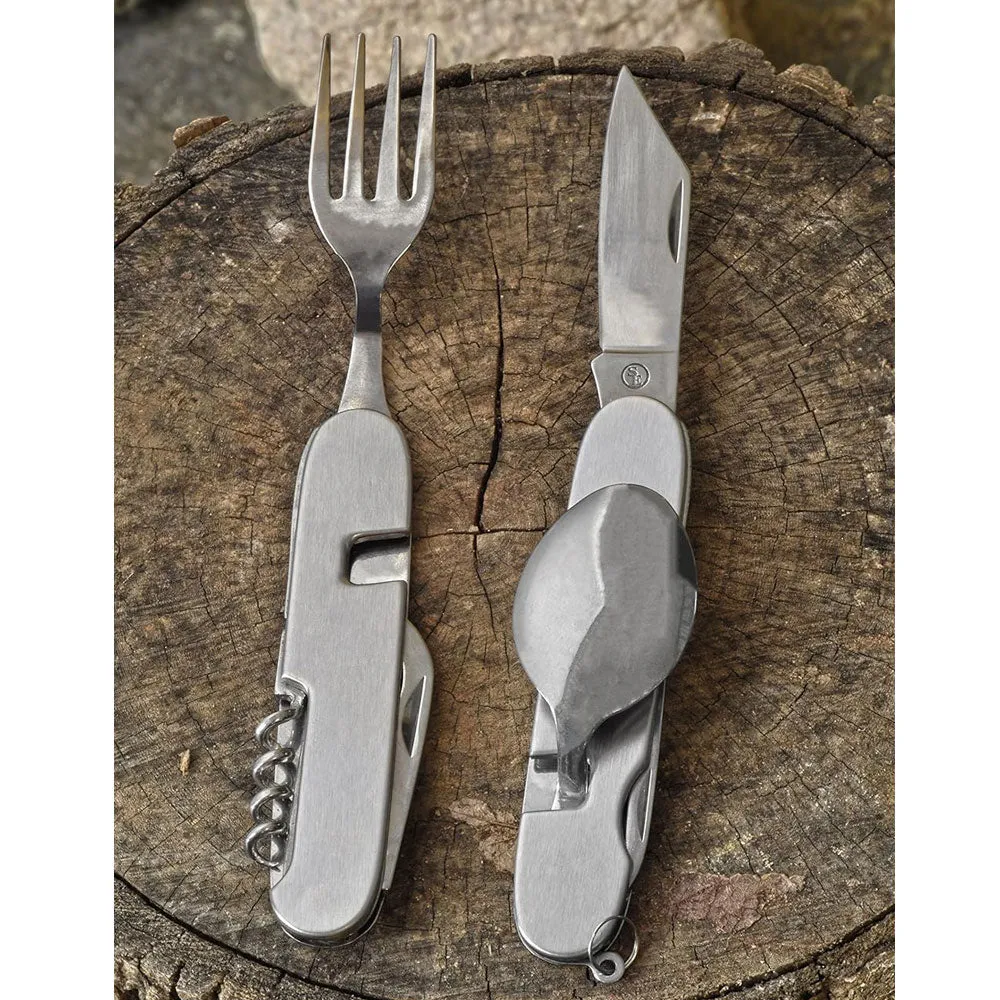 1 Set 7 in 1 Camping Cutlery Stainless Steel Eating Utensils Fork Knife Spoon