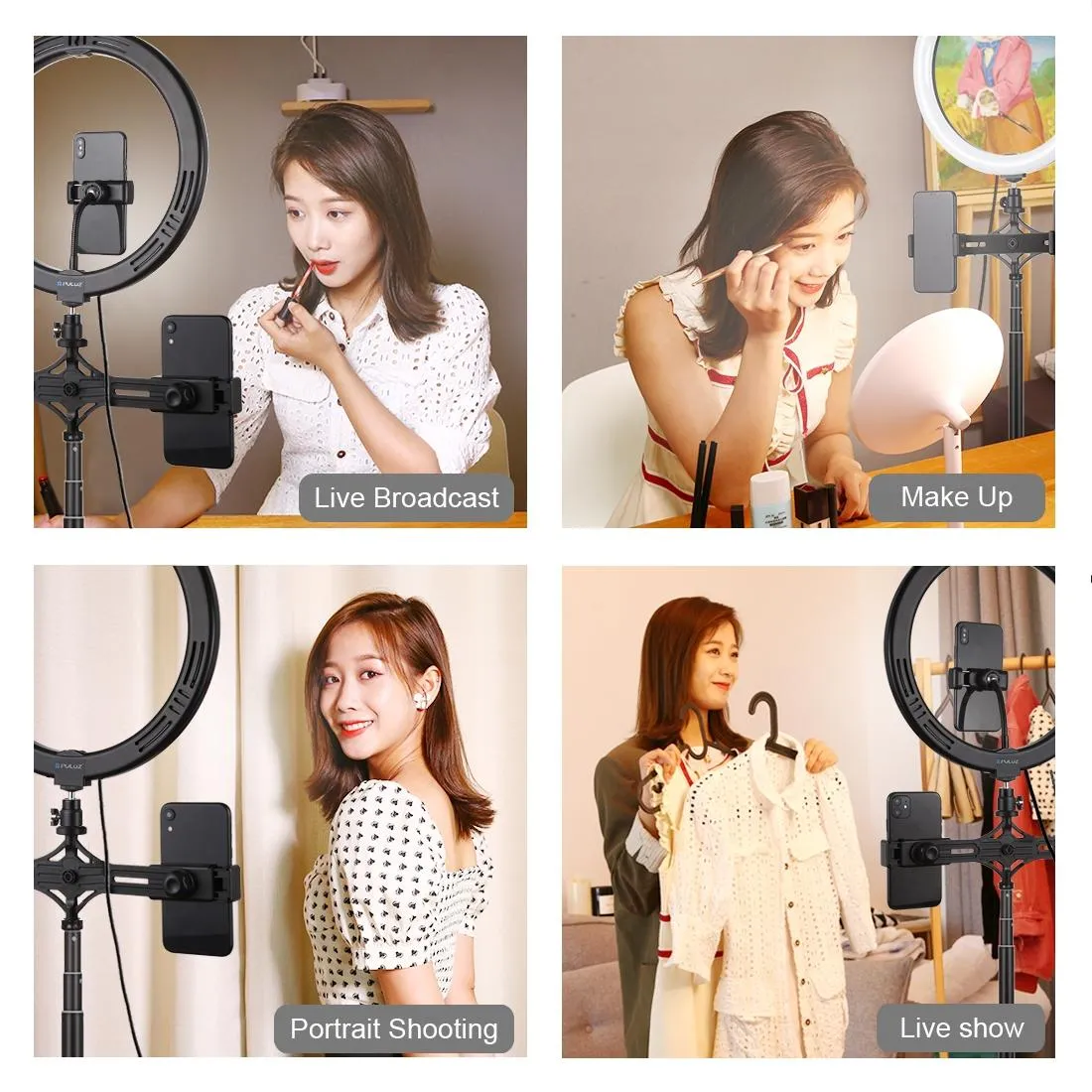 11.8" LED Ring Light Kit with Tripod & Dual Phone Bracket | 3 Modes | Dual Colour Temperature | USB Live Broadcast | Black