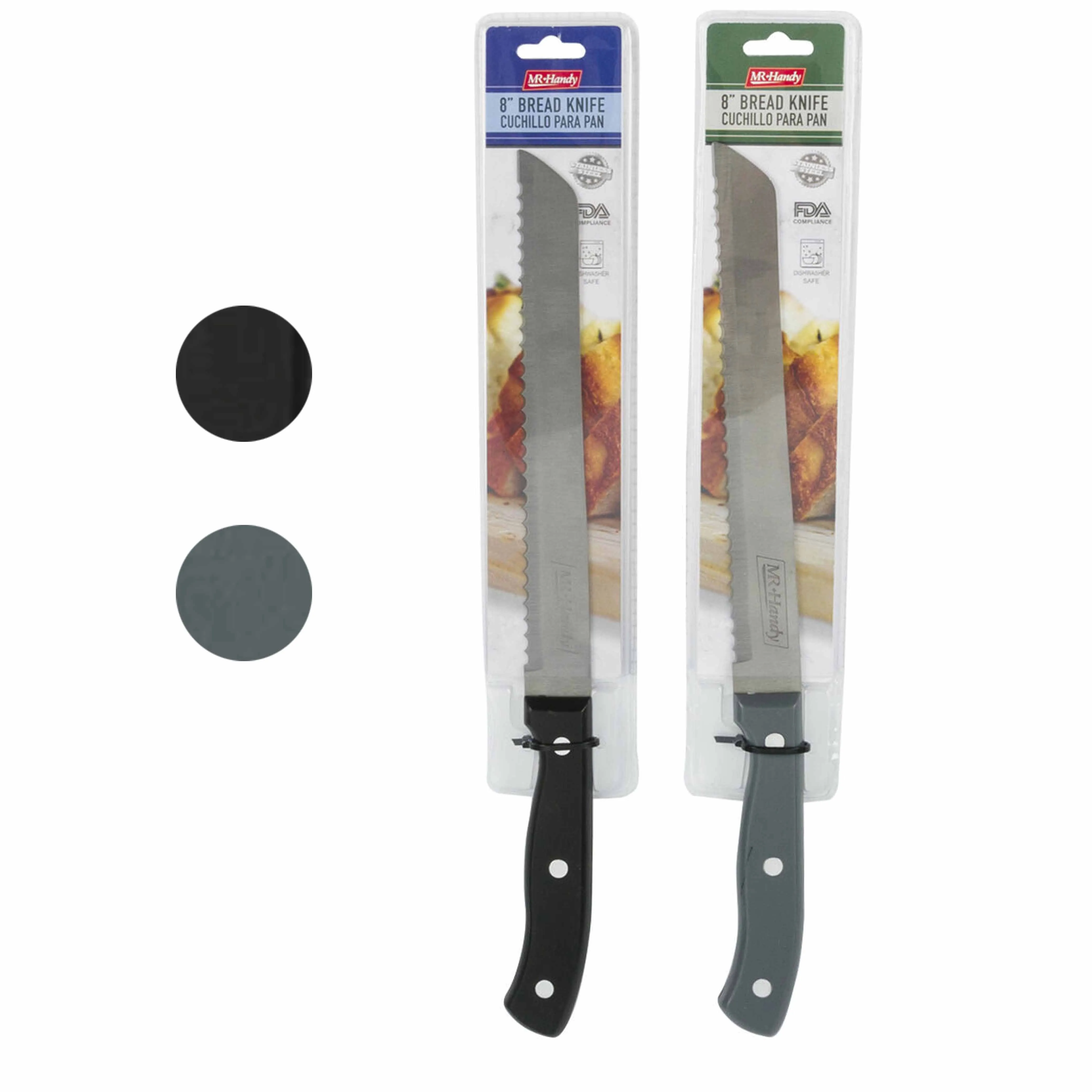 2 Bread Knives 8" Blade Stainless Steel Sharp Serrated Knife Cutter Slicer Chef