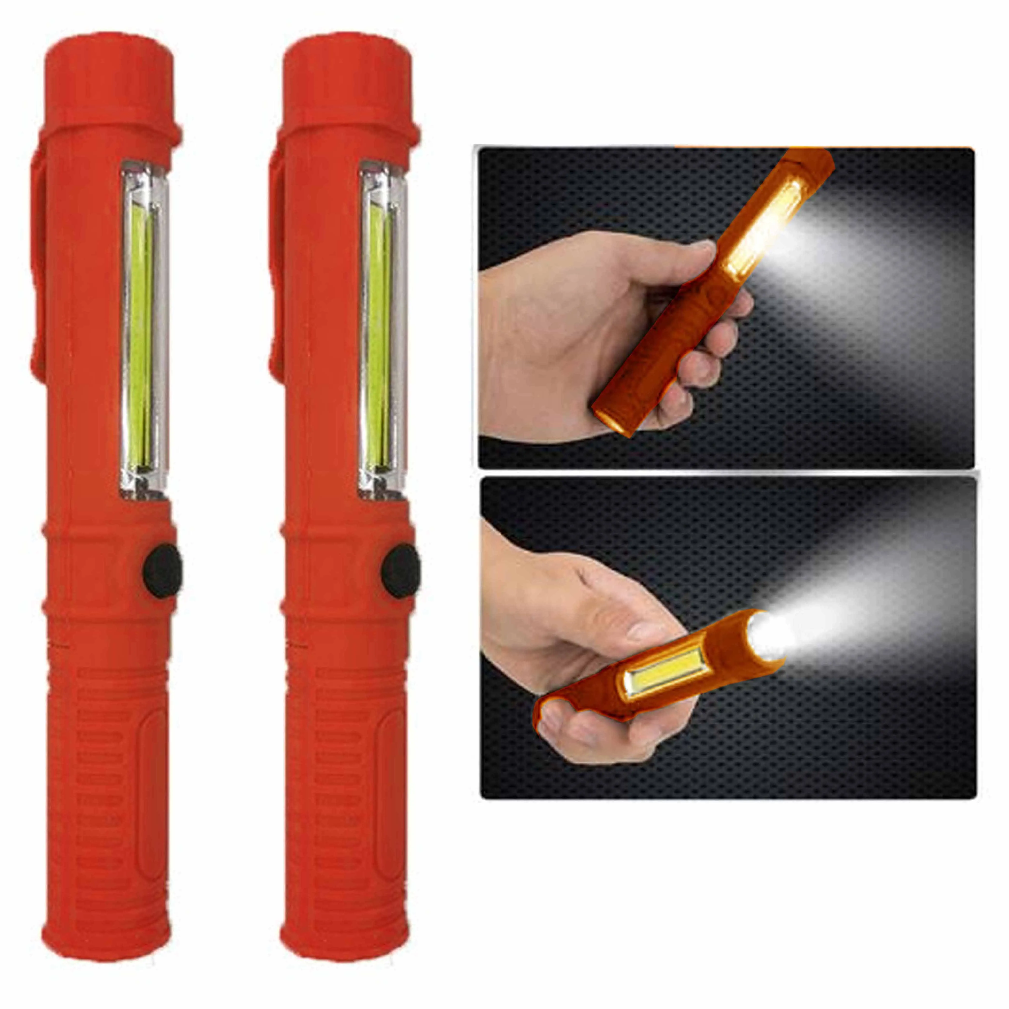 2 Pen Lights Magnetic Base COB LED Flashlight 3W Work Ultra Bright Lighting 6.5"