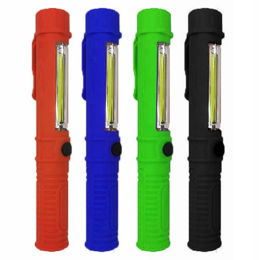 2 Pen Lights Magnetic Base COB LED Flashlight 3W Work Ultra Bright Lighting 6.5"