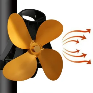 4-Blade Heat Powered Fireplace Stove Fan | Aluminium | Compact & Efficient Heat Distribution