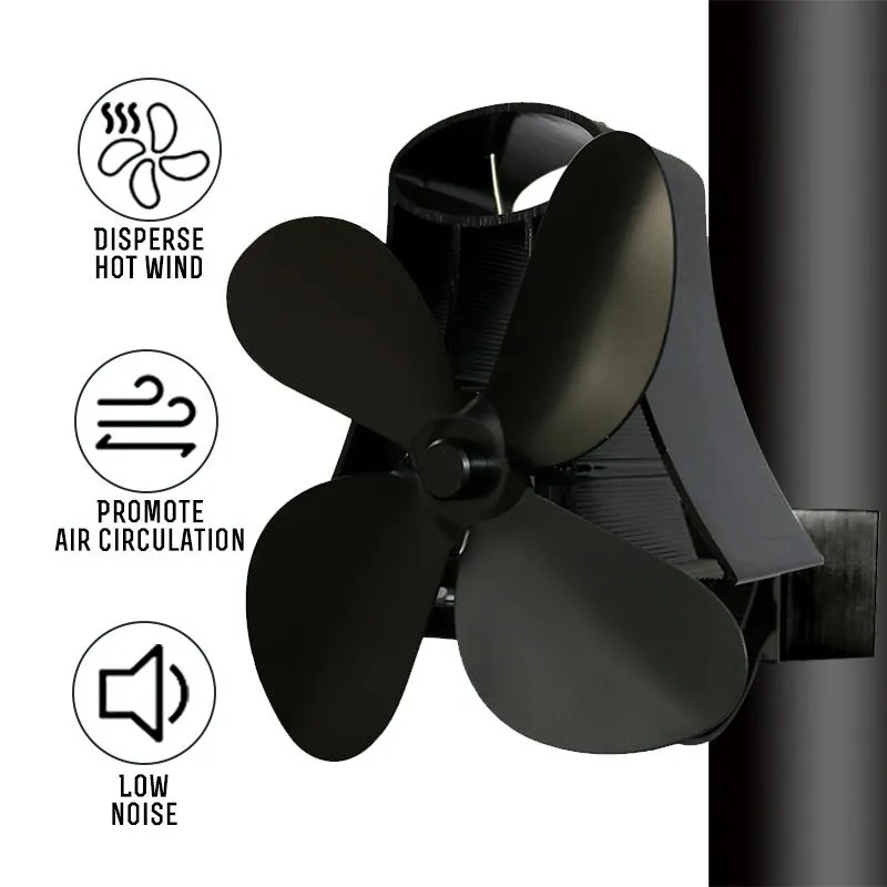 4-Blade Heat Powered Fireplace Stove Fan | Aluminium | Compact & Efficient Heat Distribution