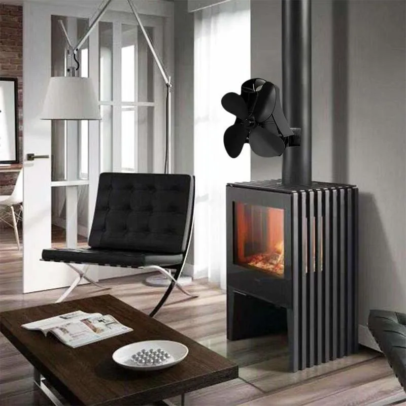 4-Blade Heat Powered Fireplace Stove Fan | Aluminium | Compact & Efficient Heat Distribution