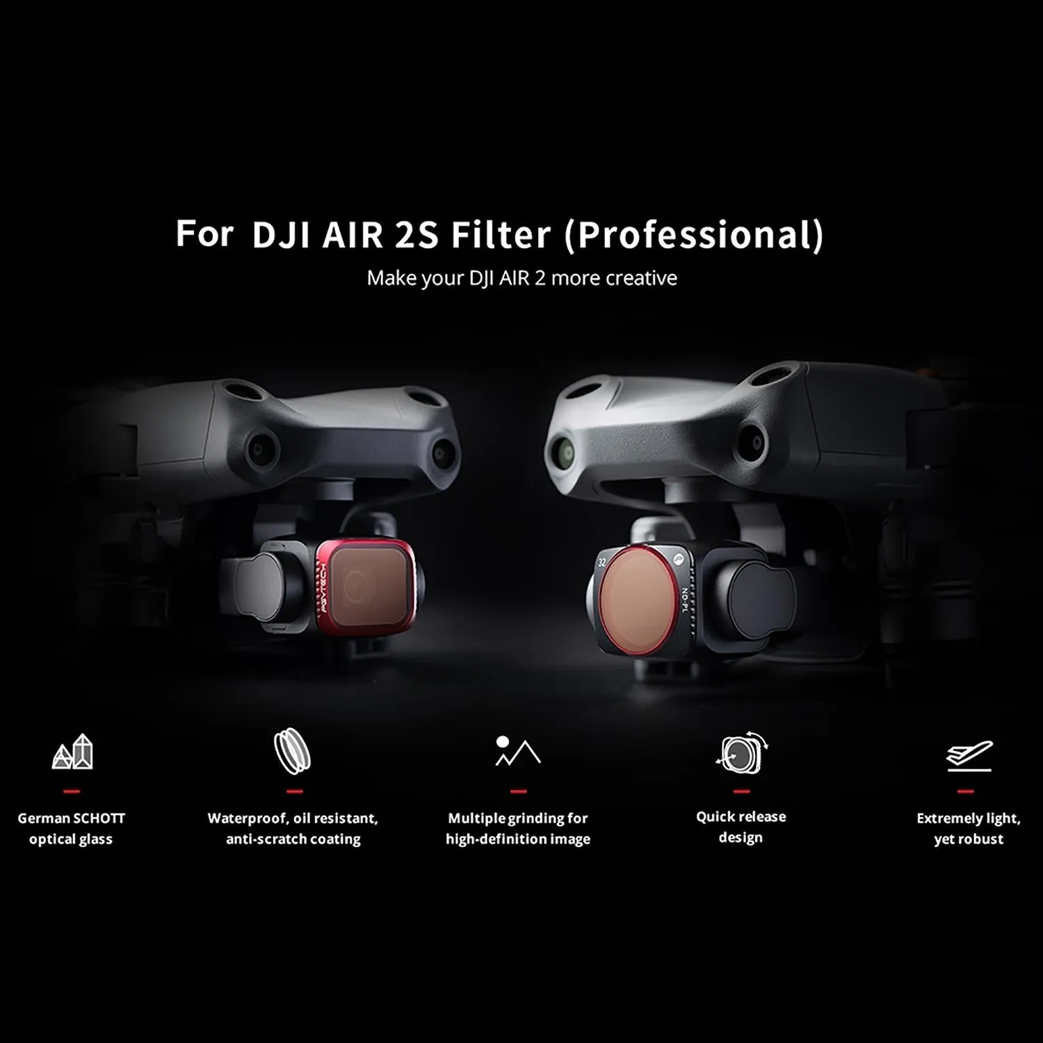 4-in-1 Lens Filter Kit for Dji Air 2s - Nd8 Nd16 Nd32 Nd64