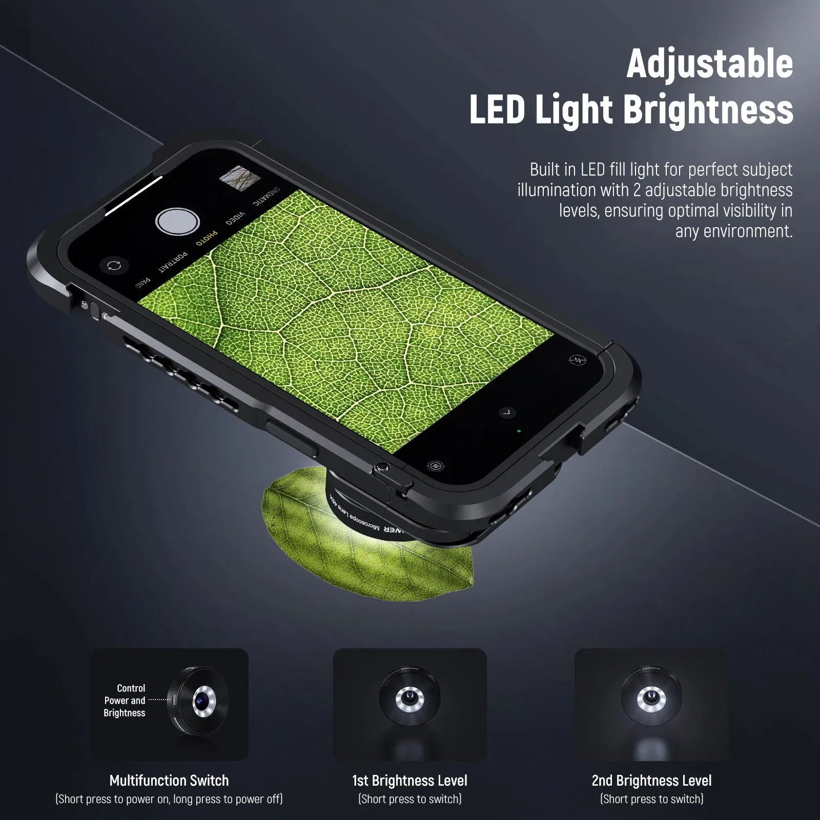 45x Rechargeable Phone Microscope with 50mah Battery for Iphone Samsung 17mm Lens Adapter Included