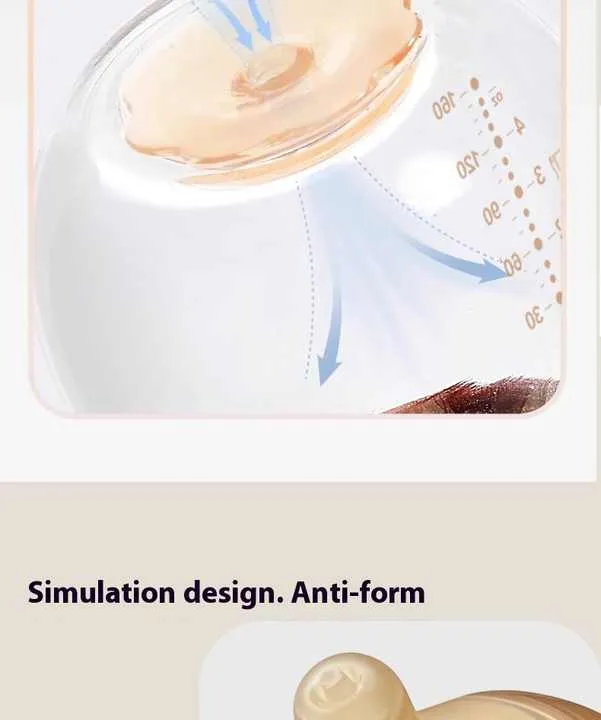 Anti-flatulence baby glass bottle nursing wide neck. زجاجة رضاعة مضادة للانتفاخ للأطفال حديثي الولادة ذات عنق