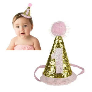Babymoon 1 year Birthday Cone Cap Cake Smash Photography Cap (Pink)
