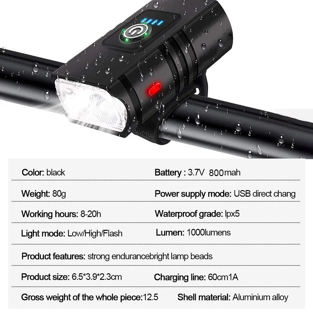 Bk02 Bike Light Usb Rechargeable T6 Led Bicycle Lights 6 Modes Mtb Flashlight Bicycle Headlight for Cycling Bicycle Front Lamp