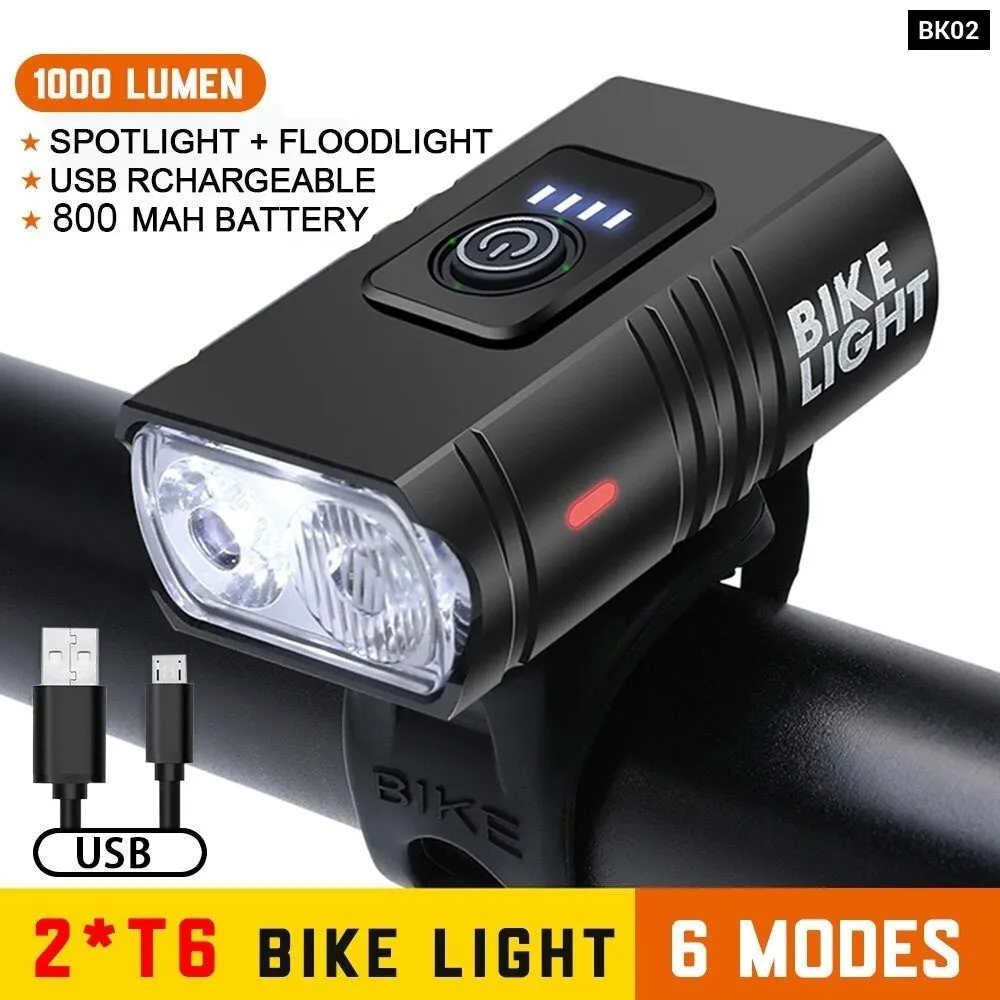 Bk02 Bike Light Usb Rechargeable T6 Led Bicycle Lights 6 Modes Mtb Flashlight Bicycle Headlight for Cycling Bicycle Front Lamp