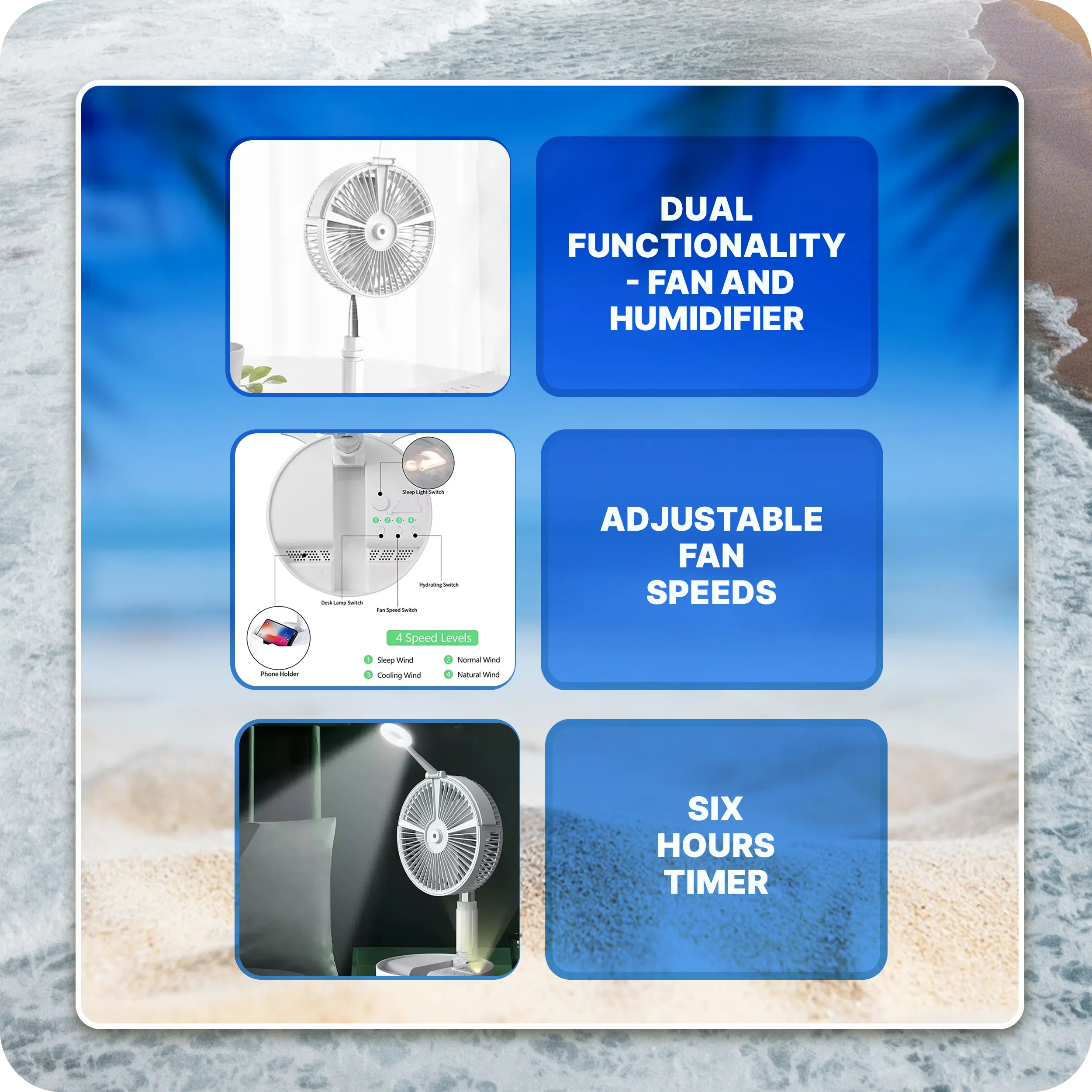 Cruise Essentials Portable Floor Fan wall plug Fan bag Bundle
