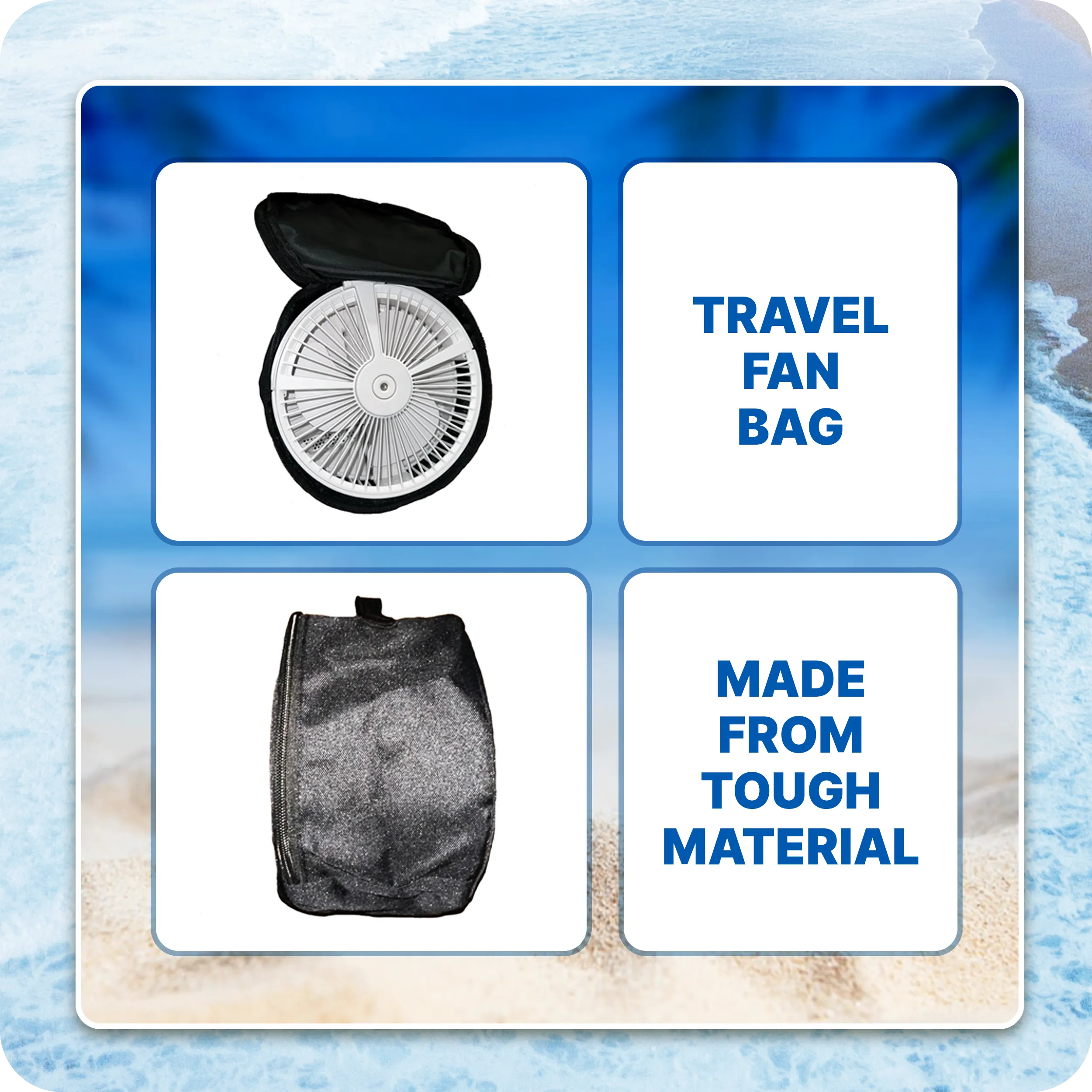 Cruise Essentials Portable Floor Fan wall plug Fan bag Bundle