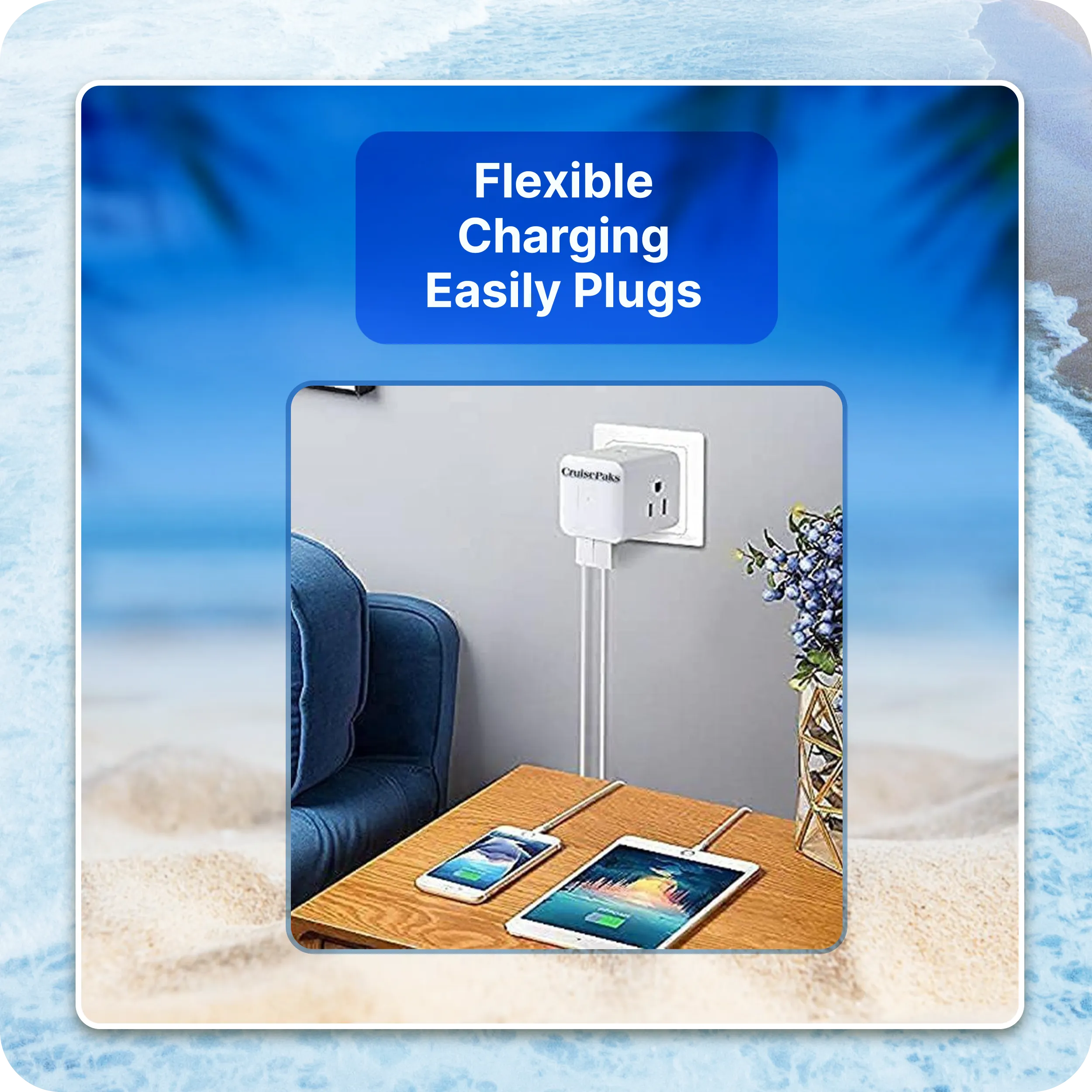 Cruise Essentials Portable Floor Fan wall plug Fan bag Bundle