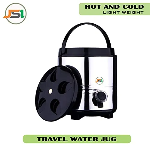 JSI PUF Insulated Water Jug 5 Liters I Made of High Grade Quality of Stainless Steel with Carry Handle I Hot and Cold Water Dipenser for Kitchen Office Home I Bottled Water jug