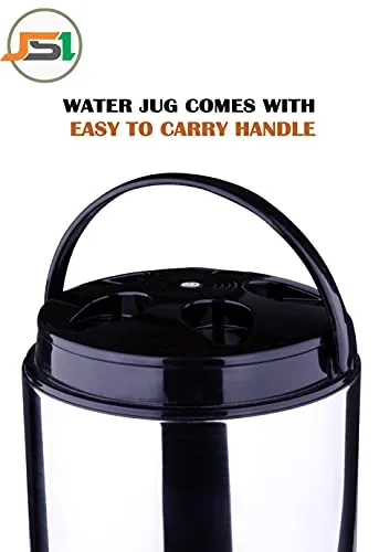 JSI PUF Insulated Water Jug 5 Liters I Made of High Grade Quality of Stainless Steel with Carry Handle I Hot and Cold Water Dipenser for Kitchen Office Home I Bottled Water jug