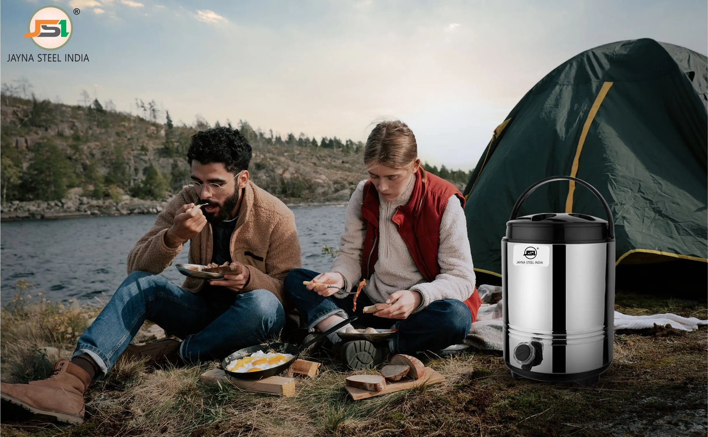 JSI Stainless Steel Cold Water Dispenser for Office Home Kitchen I 8 Liters I PUF Insulated Double Walled Thermosteel Water Jug/Flask I Hot and Cold Upto 4-5 Hours I 100% Leak-Proof I Easy to Carry