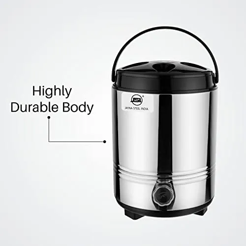 JSI Stainless Steel Hot & Cold Water Jug/Containers 8 Liters I PUF Thermally Insulated Water Dispenser for Office Kitchen I Keeps Beverages Fresh I Easy Tu Use & Maintain I Leak-Proof tap