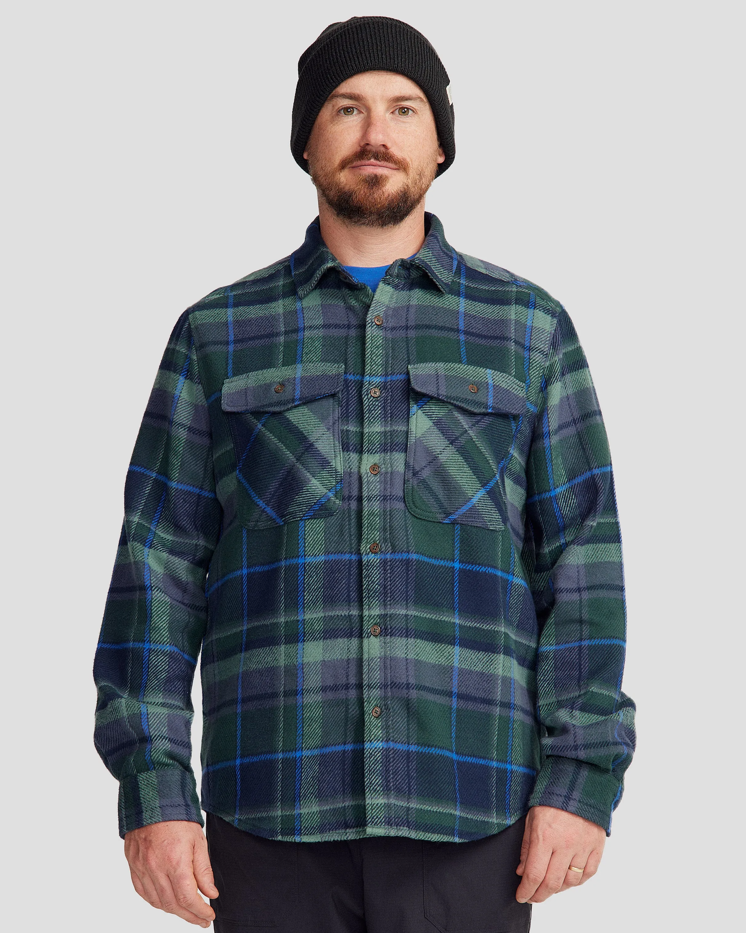 Men's Huntly Long Sleeve Shirt - Hut Plaid Deep Forest