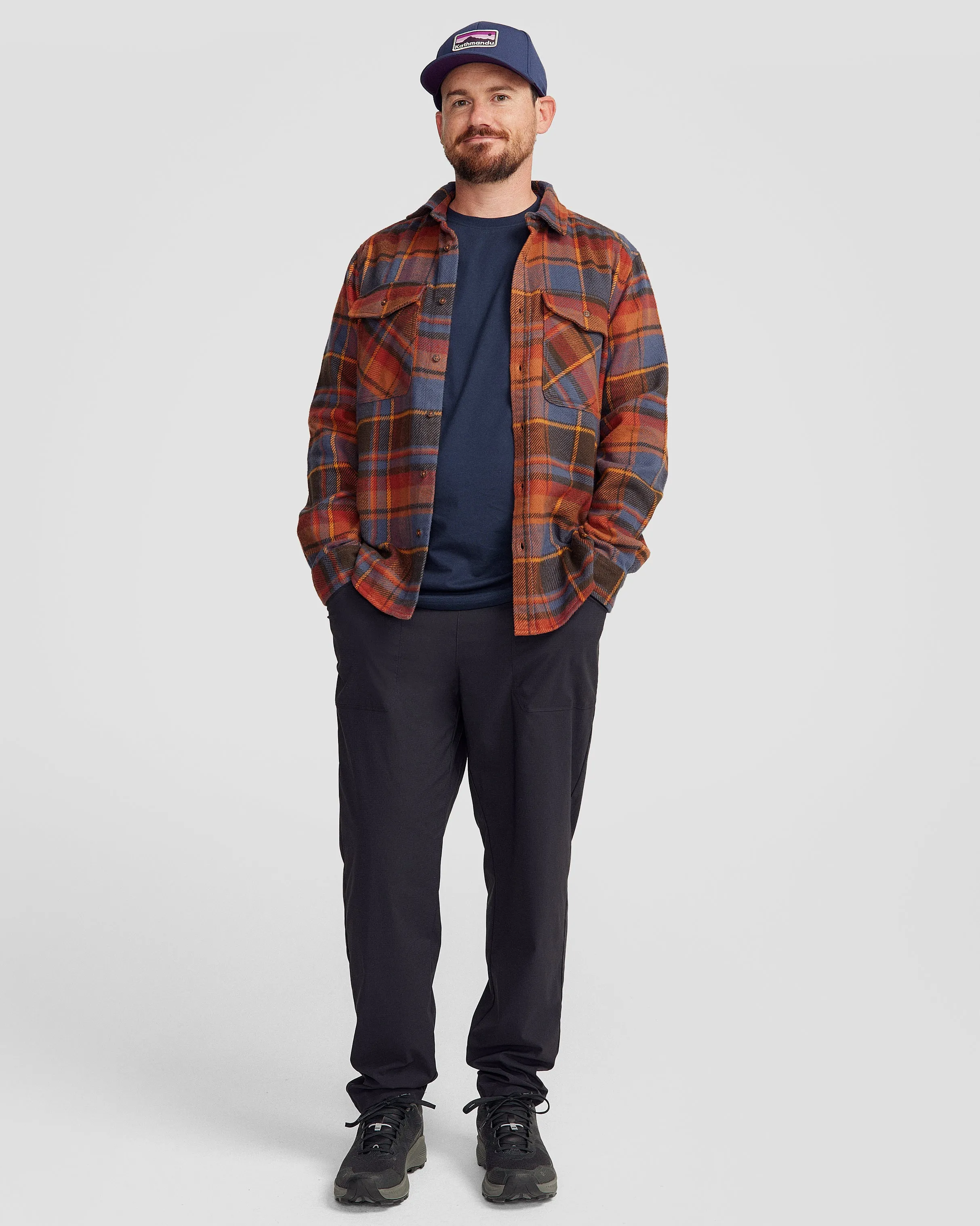 Men's Huntly Long Sleeve Shirt - Hut Plaid Redwood