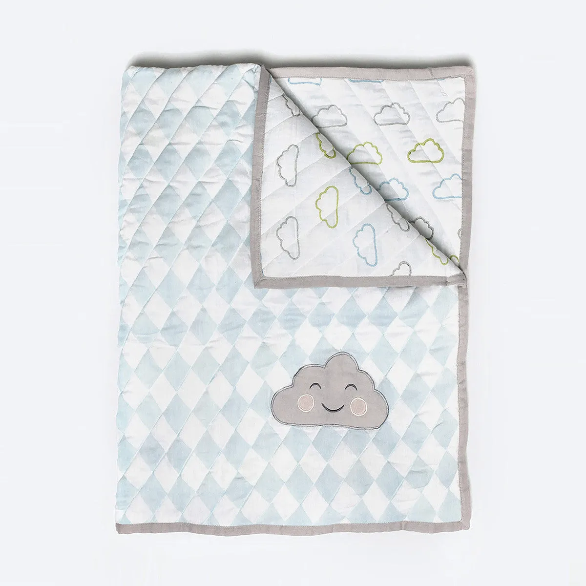 Organic Quilted Blanket <br> Blue Cloud<br><span style="font-size: 10px;">Can be Personalised</span>