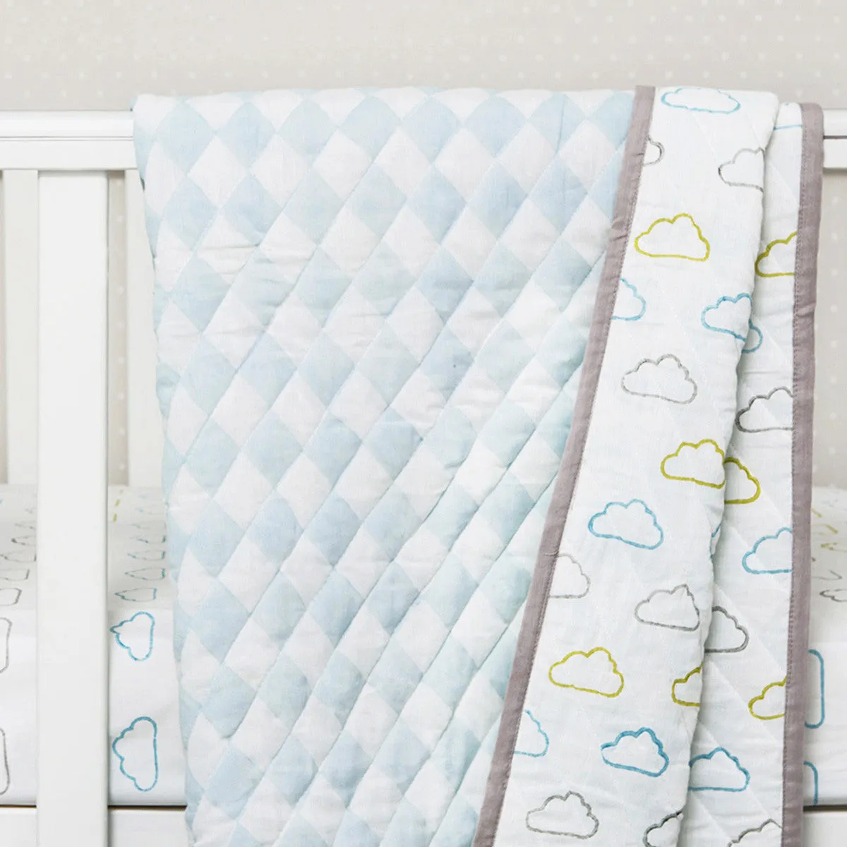 Organic Quilted Blanket <br> Blue Cloud<br><span style="font-size: 10px;">Can be Personalised</span>