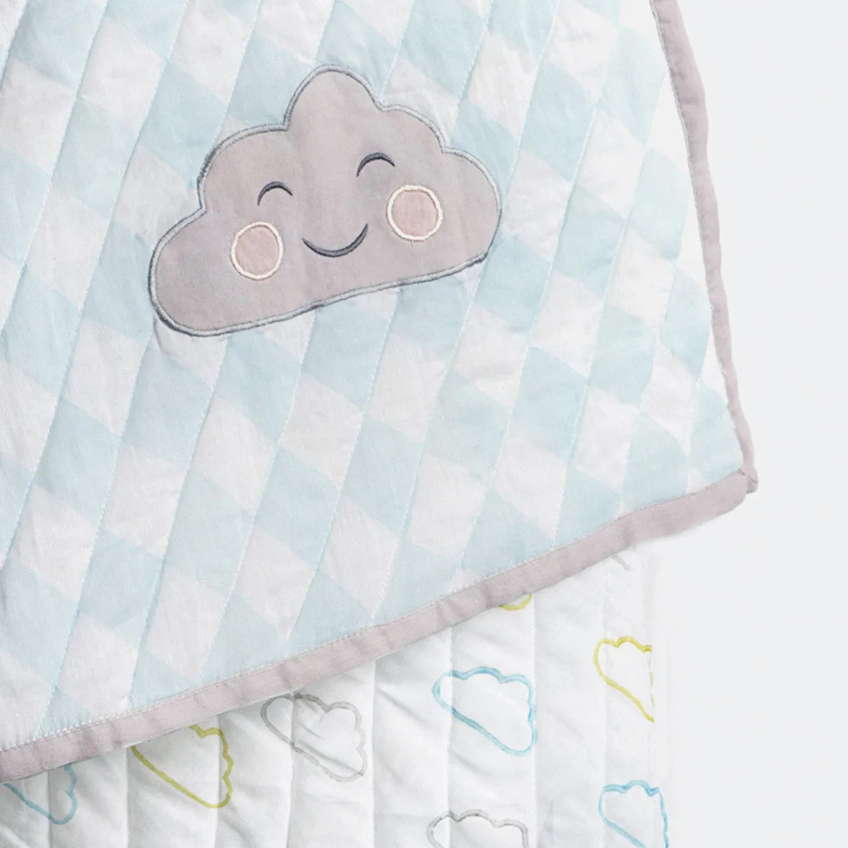 Organic Quilted Blanket <br> Blue Cloud<br><span style="font-size: 10px;">Can be Personalised</span>