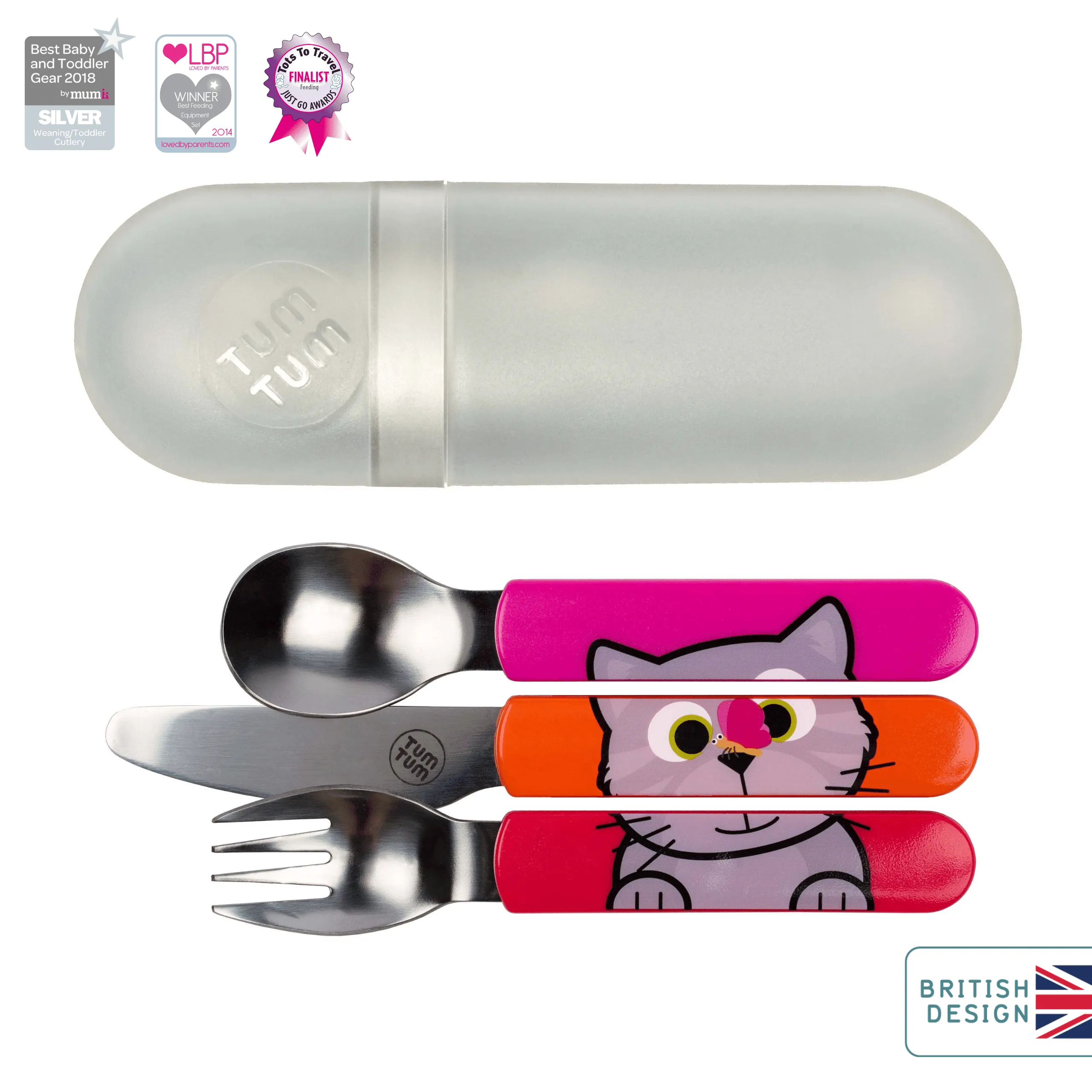 TUM TUM Easy Scoop Children's Cutlery Set With Travel Case - Bluebell