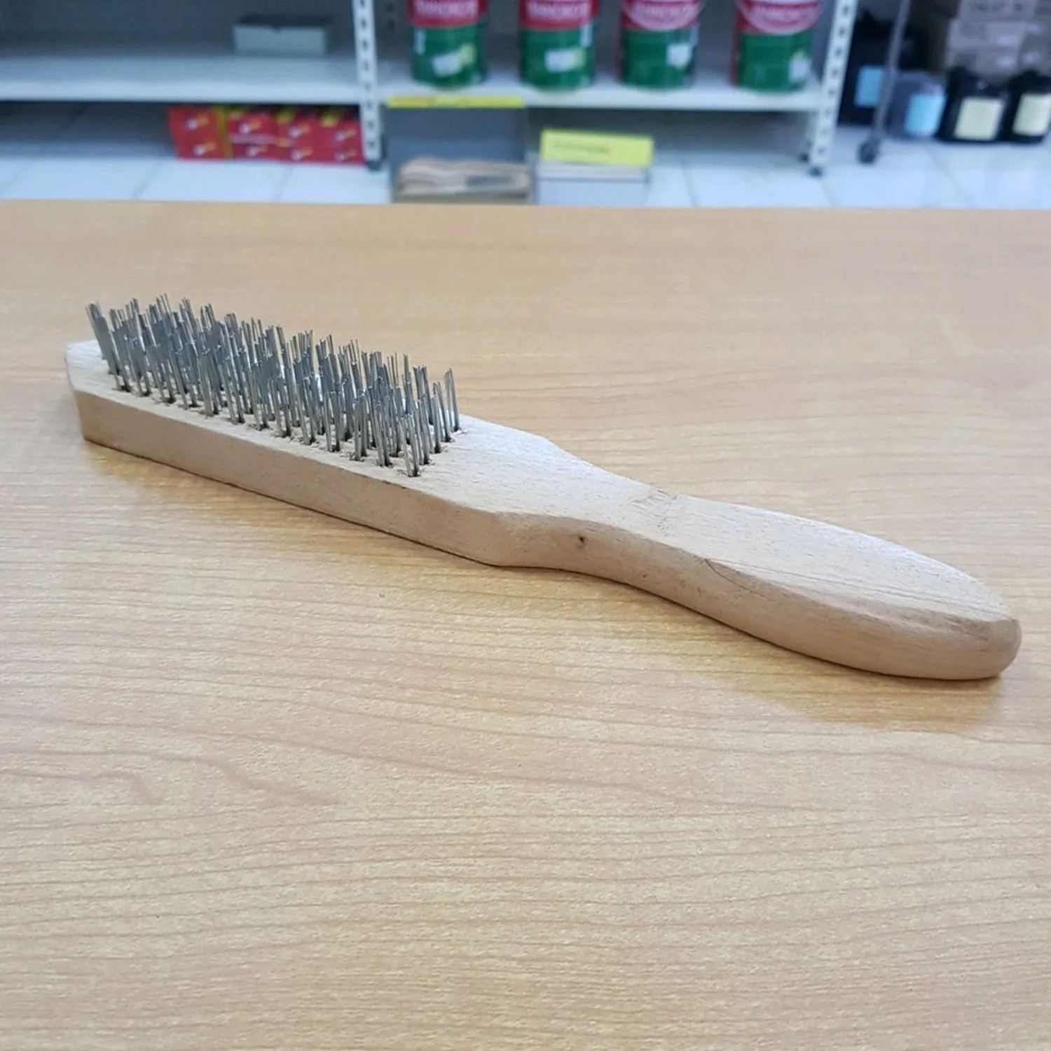 Wooden Handle Steel Wire Brush (1 Pc)